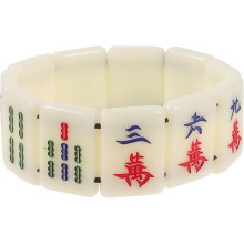 Mahjong-Stein-Stretcharmband für Paare, 25 mm, chinesischer Mahjong-Stein-Schmuck für Damen und Herren, elastisches Armband