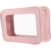 Neceser portátil de viaje para mujer, organizador de maquillaje reutilizable con cremallera para uso en exteriores.