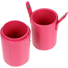 Aufbewahrungseimer für Make-up-Pinsel aus PU-Leder mit Deckel für Reisen und Zuhause