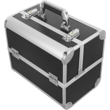 Sminkeorganisator i aluminiumslegering, hardt etui, dobbel åpen reiseveske, togveske