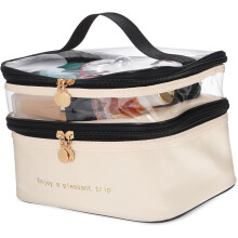 Doppellagige Kosmetiktasche, tragbarer Make-up-Organizer für Frauen und Mädchen