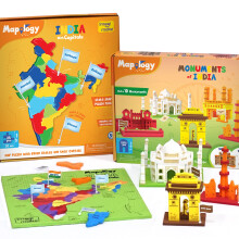 Imagimake Mapology Ultimate Indian Combo: India With Capitals Map Puzzle & Monument Of India Construstion Set - Educational Toy For Kids Above 5 Years