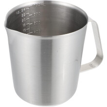 Tasse à mesurer graduée en acier inoxydable avec poignée ergonomique, idéale pour la cuisine et le laboratoire.