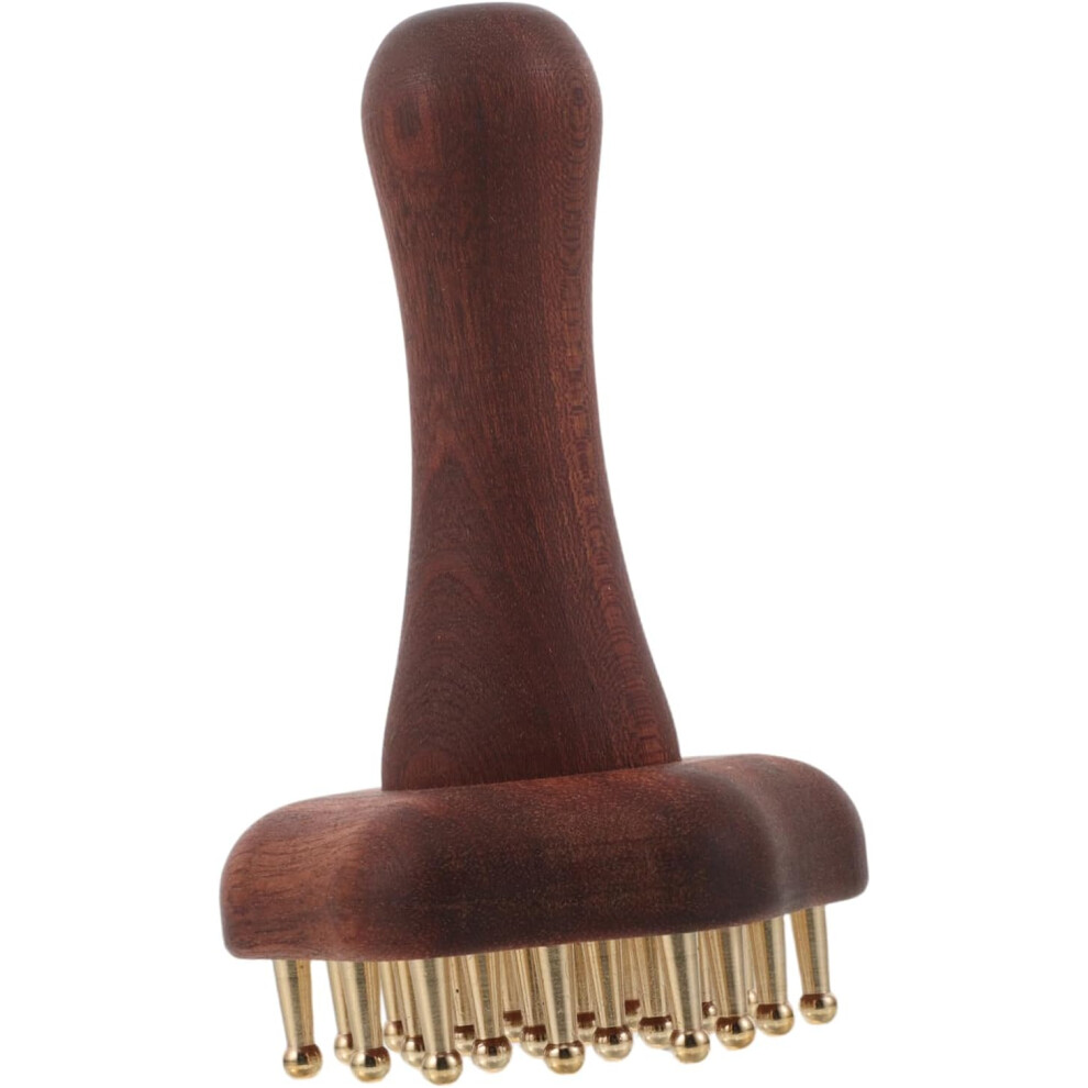 Hkhbjs Brass Meridian Massage Brush 24-Tooth Sandalwood Comb, Scraping Massager