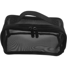 Große Kosmetiktasche aus Netzgewebe mit Tragegriff, atmungsaktiv, transparent, mit Reißverschluss