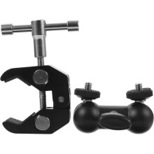 2 Stück Mikrofon-Krabbenklemme mit Doppelkopf-Kugelkopf, Edelstahl, 360 drehbar, wiederverwendbarer Mikrofonclip
