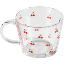 Milchbecher mit kreativem Kirschmuster, Trinkbecher aus hitzebeständigem Premium-Glas