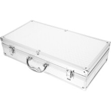 Étui rigide de transport pour microphone sans fil, en alliage d'aluminium, avec protection antichoc et coussinets, 2 emplacements, couleur argent.
