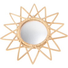Wandmontierter Schminkspiegel aus Rattan – Elegante, kreative Wanddekoration aus Holz – Praktisch