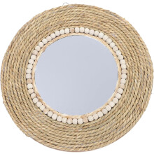 Dekorativer Schminkspiegel aus Rattan, Wanddekor, stilvolles, kreatives Retro-Design, Glasmaterial