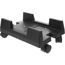 Mobile CPU Stand with Wheels Large Black Movable Computer Tower Holder Rolling Cart