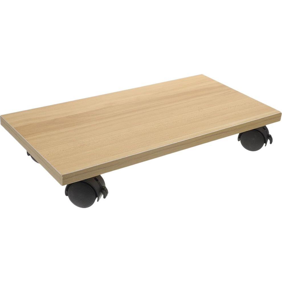 Mobile Cpu Stand With Rolling Wheels, Wooden Computer Tower Base In Walnut Light 5455468171468