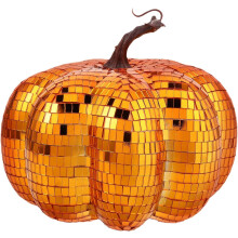 Spiegelkürbis-Ornament im Disco-Stil, Glaskürbis-Dekoration für Halloween, Thanksgiving-Tischdekoration, Herbst-Ernte-Dekoration