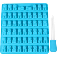 Schokoladen-Silikonform mit Pipette für die Küche, Bärenmotiv, zufällige Farbe, 53 Mulden