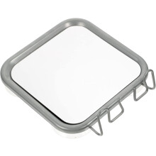 Suction Cup Makeup Mirror with Hook Removable Punch-Free Installation Bathroom Wall-Mounted Silver Glass Iron Anti Fog Shower Shaving Mirror Holder