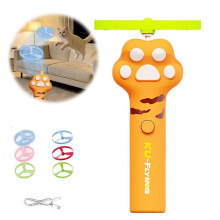 (Yellow) Cat Flying Disc Launcher Toy - USB Rechargeable Glow in Dark Pet Game