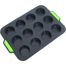 Silikon-Muffinform für 12 Stück, runde Kuchenform, Eierkuchenform, antihaftbeschichtet, robust, leicht zu reinigen, ideal zum Backen