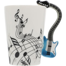 Keramik-Kaffeebecher im E-Gitarren-Design mit angenehmer Haptik und praktischem Design