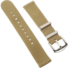 Bracelet de montre en nylon beige robuste, 20 mm, avec système de fixation rapide.