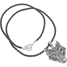 Vintage Wolfskopf-Halskette für Herren mit Lederkordelanhänger, nordischer Wikinger-Schmuck für Freizeitkleidung