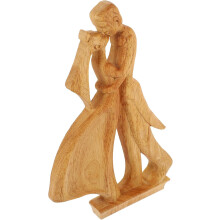 1 Stück Skulptur eines küssenden Paares aus Holz, romantische Dekoration