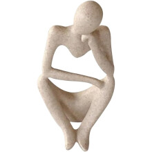Beige abstrakte Denker-Statue, Figur, Heimdekoration, dekoratives Kunstmaterial, einzigartig künstlerisch