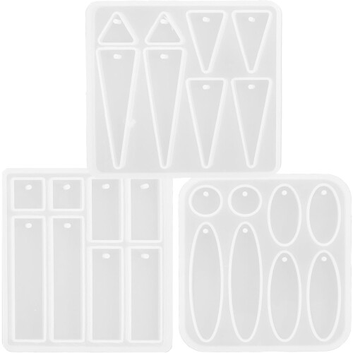 3 Silikonharz-Ohrringformen, geometrische Anhänger, DIY-Gießformen