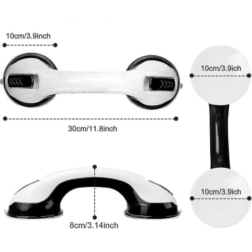 Confezione da 2 maniglie di supporto per doccia da 30 cm con ventosa resistente 1