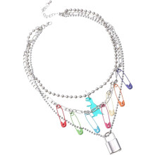 Stilvolle Halskette mit runden Perlen, Schlüsselbeinkette für Damen, kreativer, farbenfroher Halsanhänger, trendiger Schmuck