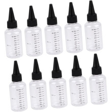 50-ml-Tropfflaschen mit Skala und Tropfspitze, 10er-Pack, Deckelfarbe zufällig, für Reisen, Camping und Geschäftsreisen