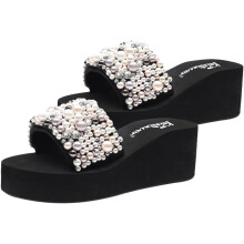 Pearl Beach Keilpantoffel für Damen, stilvoller Sommerpantoffel mit dicker Sohle und Absatz für den Außenbereich