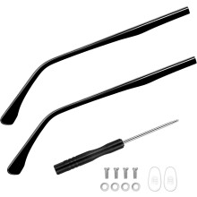 Metall-Brillenbügel mit Schrauben zur Reparatur gebrochener Brillenbügel, stoßfest, schwarz, 1 Paar