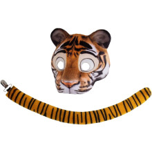 Tigermaske und -schwanz-Set für Halloween und Karneval, leichtes, atmungsaktives EVA-Material, Tier-Cosplay-Accessoires