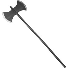 Realistische, doppelseitige Axt als Requisite für Halloween-Cosplay – sichere, nicht scharfe Kanten