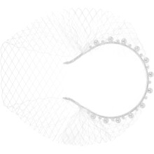 Hårtilbehør i netting, brudeslør, fascinator med perlehodebånd for kvinner, brudtilbehør
