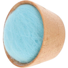 Alfiletero de lana con base de madera, organizador de agujas portátil, soporte para agujas de coser semicircular azul