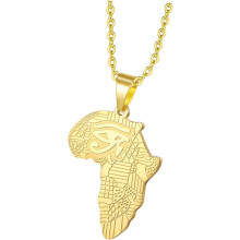 Hip-Hop-Halskette mit Anhänger in Form einer afrikanischen Landkarte für Herren, Goldkette, 50 cm, kreativer afrikanischer Schmuck