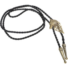Vintage-Halskette mit Wolfsmotiv aus Bronze im Bolo-Stil, Western-Hemdkragen-Dekoration für Damen und Herren