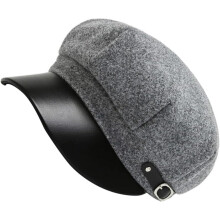 Wollen achthoekige pet in newsboy-stijl voor dames en meisjes, geschikt voor de herfst en winter, lichtgrijs.