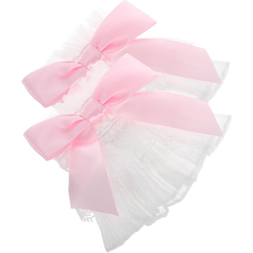 1pair elegante algemas de braço de renda com design de arco para mulheres mangas decorativas do pulso