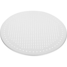 Plaque à pizza ronde argentée en alliage d'aluminium, revêtement antiadhésif, design perforé, pour four et usage domestique.
