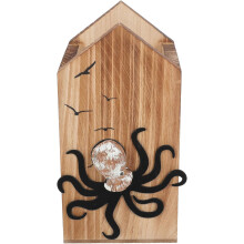 Großer Stiftehalter aus Kiefernholz im mediterranen Stil mit Oktopus-Motiv