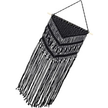 Quasten-Wandanhänger, stilvoll, schwarz, handgefertigt, im Boho-Stil, Polyester