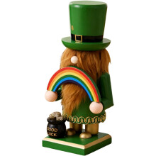 Holzfigur eines Nussknackers mit Kleeblatt zum St. Patrick's Day, 23 cm große irische Soldatenpuppe als Dekoration