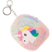 Einhorn-Schlüsseltasche aus Plüschmaterial mit Reißverschluss und Münzfach