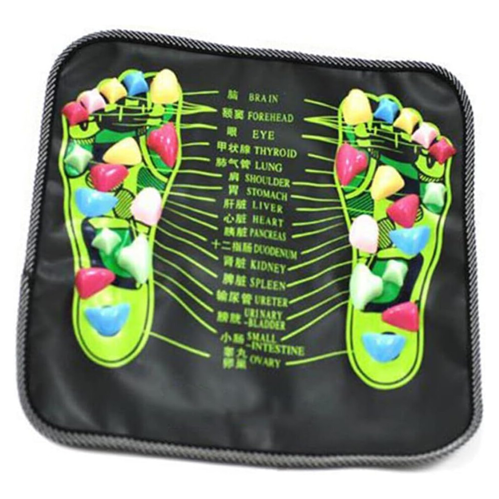 Hkhbjs Foot Massage Mat Natural Stone Acupressure Pad 34X34cm Black, Reflexology Walk Massager Mat