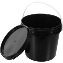 2-Liter-Farbbehälter aus schwarzem Kunststoff mit Deckel zur Aufbewahrung von Beschichtungen und Chemikalien.