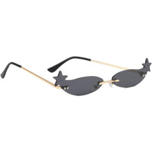 Gafas de sol retro con forma de estrella pentacular para hombre y mujer, montura dorada, lentes grises, ideales para fiestas, fotos y festivales.
