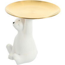 Joli plateau à clés, délicat plateau de rangement décoratif en résine et acier inoxydable en forme d'ours.