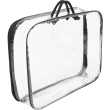 Sac de rangement pliable grande capacité, réutilisable, fermeture éclair, en PVC, idéal pour les voyages et les vêtements.